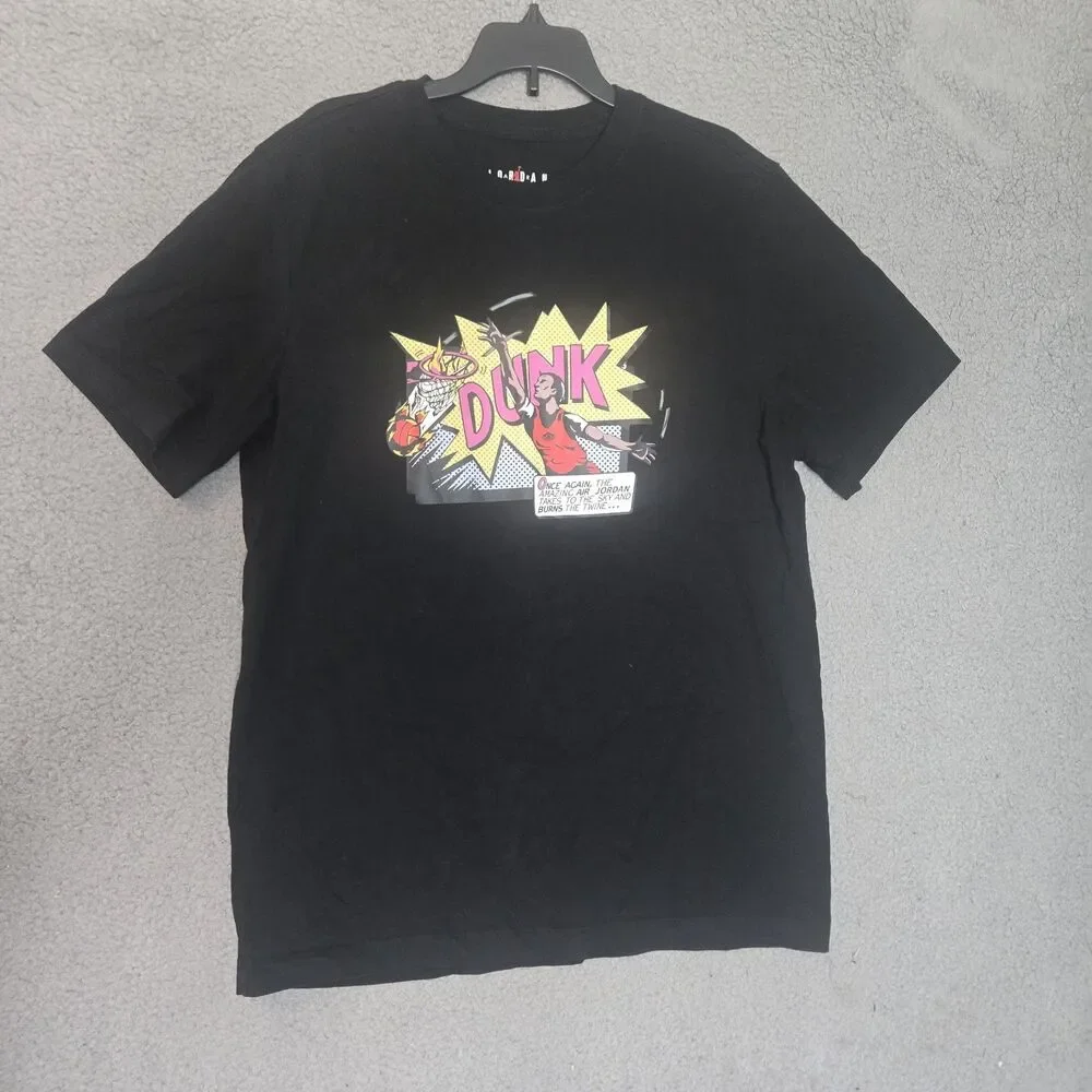 Air Jordan Mens Dunk Tee Black/Multi Color Size Medium Basketball